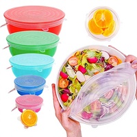 Lot de 6 couvercles extensibles pour la fraîcheur, de qualité alimentaire, adaptés aux bols, tasses, bocaux et récipients de différentes tailles et formes, Chine