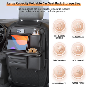 Organizador de Asiento Trasero de Coche Personalizado de Fábrica con Bandeja, Mesa Plegable para Reposacabezas de Asiento Trasero con Bolsillos Grandes, Cuero Impermeable - Product Image 3