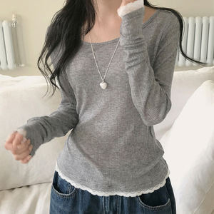 T-shirt à manches longues à col rond décontracté de style simple pour femmes, uni, ajusté, écologique, léger, facile à assortir, haut de base - Product Image 5