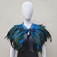 Châle en plumes multicolores avec nœud noir, accessoire de costume pour Halloween, carnaval, fête, cosplay, performance scénique
