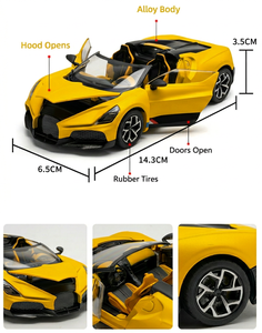 รถโมเดลอะคริลิค ขนาด 1/32 แบบจำลองรถโรดสเตอร์ ประตูเปิดได้ <span class=keywords><strong>W16</strong></span> Mistral ล้ออัลลอยด์แบบดึงถอยหลัง ขยับได้ รถซูเปอร์คาร์ สำหรับเด็กผู้ชาย - Product Image 3