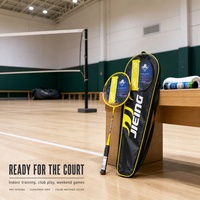 JIELING A905 Ensemble de raquettes de badminton avec housse de transport assortie aux couleurs, sac de raquette pré-cordé pour l'entraînement sur terrain intérieur, 4 couleurs