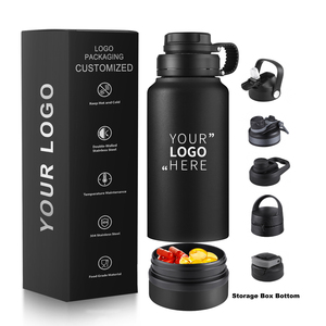 Geïsoleerde Roestvrijstalen Waterfles Met Opbergcompartimentbodem, Gym Workout Drinkwaterfles Met Kaartopbergdoos - Product Image 1