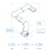 Cobots TCB605 de Alta Precisión y Ultraligeros, Carga Útil de 5-10 kg, Brazo Robótico con Función de Enseñanza por Arrastre