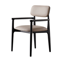 Chaise de salle à manger en bois de frêne au design moderne JP avec accoudoir en tissu pour table de cuisine à domicile ou utilisation dans un centre commercial.