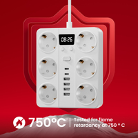 Multiprise portable 6 prises CA avec 4 ports USB, protection contre les surcharges, prise électrique allemande EU, vente en gros, pour la maison et le bureau