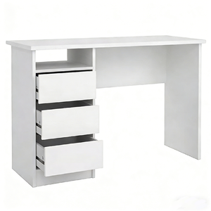 <span class=keywords><strong>Escritorio</strong></span> de Oficina Contemporáneo Blanco con 3 Cajones y Gran Espacio de Almacenamiento para el Hogar y la Empresa, Mesa de Oficina Pequeña con Cajón de Madera - Product Image 4