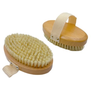 Cepillo de baño trasero para adultos de alta calidad, venta al por mayor, cerdas de jabalí, exfoliante corporal seco, madera de haya con limpiador corporal de forma ovalada de estilo Simple - Product Image 4