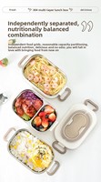 Boîte à bento triple étage en acier inoxydable 304, compatible micro-ondes, étanche, hermétique, isotherme, portable, avec couvercle en plastique pour