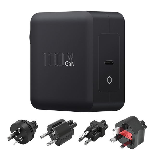 Universal Travel Wall Plug Type c Usb-c 100w Pd 3.0 Qc3.0 Pps Gan Phone Laptop Fast Charger with Repalceabke Socket Au/uk/eu/us
