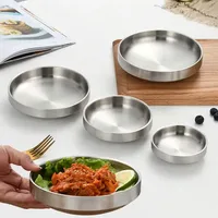Assiette en acier inoxydable 201/304, bol à nouilles, assiette épaisse pour dîner, assiette à condiments pour le camping, la restauration et la table