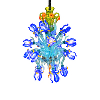 Lustre en verre artistique floral vintage, lampe personnalisée pour projet de décoration intérieure d'hôtel et de villa