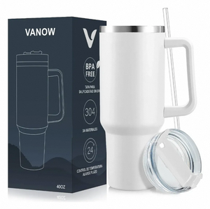 Tazza Termica VANOW in Acciaio Inox 40oz, Isolamento Sottovuoto con Cannuccia, Bicchiere da Viaggio - Product Image 1