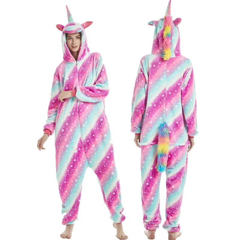 Wholesale animal one piece nightwear hoody cartoon Pajama For Girls , Printed Pajamas