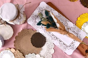 Fournisseur d'usine, sets de table ronds en <span class=keywords><strong>papier</strong></span> grand format avec bordure en <span class=keywords><strong>dentelle</strong></span> blanche, sets de table en <span class=keywords><strong>papier</strong></span> jetables, sets de table décoratifs à fleurs. - Product Image 6
