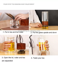 Gobelet d'eau en verre jetables 300ml, personnalisable, pour bureau ou entreprise, Double paroi avec manches en tissu