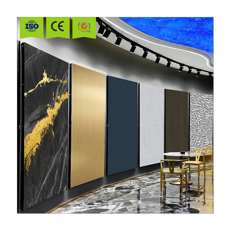 Panel dinding Veneer kayu serat bambu lembaran papan tulis arang/batu karbon dekorasi fleksibel