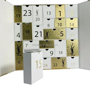 Rosa und Gold besatz Extra große leere Glas Diffusor Nummer Cutlary Set Wimpern kalender mit Deckel und weißer Geschenk box für Kerzen