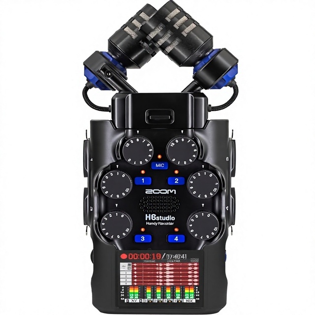 Zoom H6 Studio Handheld Recorder Musicians Filmmakers Podcasters Stereo Microphones 4 Pro-Quality Preamps 8-Track Recording