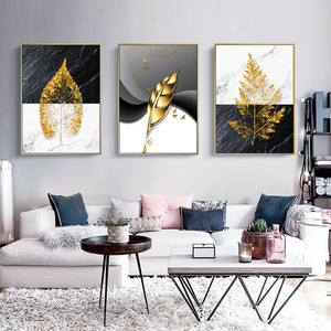 Golden Wheal y FeatherCrystal pintura de porcelana carteles de oro de lujo e impresiones arte de pared de gran tamaño moderno obras de arte abstractas - Product Image 3
