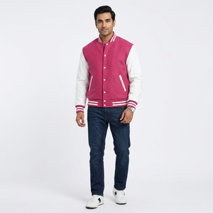 Varsity <b>Jacket</b> Custom <b>Red</b> Wool Body and White Leather Sleeve Baseball Letterman <b>Jackets</b> - Product Image 1