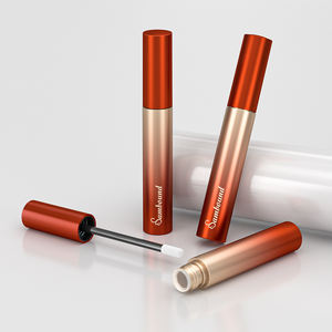 Tubos de brillo de labios redondos esmerilados degradados negros personalizables de 6ml con tapa dorada, contenedor de lápiz labial cosmético de plástico con logotipo personalizado - Product Image 5