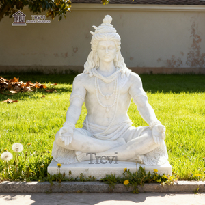 Tevi intagliato a mano dio indiano scultura religiosa in pietra naturale marmo bianco signore Shiva statua per la decorazione - Product Image 6