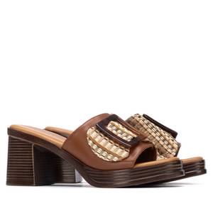 Sandales à talons compensés en cuir pour femmes, hauteur de talon 7,5 cm, taille 38 - Product Image 4
