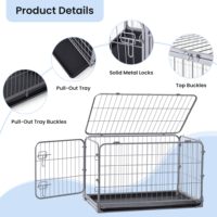 Cage pliable d'intérieur pour chien, carrée, avec coins anti-collision, porte sécurisée simple, double loquet, plateau amovible, petite-moyenne
