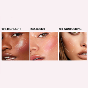 Palette Trucco Viso 3 in 1 Multifunzionale: Illuminante, Blush e Contouring in Polvere Compatta per il Make-<span class=keywords><strong>up</strong></span> Quotidiano - Product Image 2