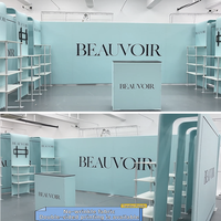 Stand d'exposition modulaire portable pour café, présentoir personnalisé pour salon professionnel avec comptoir et étagères pour la présentation de la marque de café