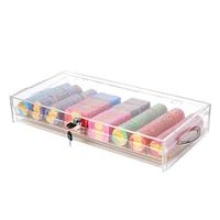 YH 55cm tailles de mélange table de poker verrouillable support de jetons de poker en acrylique transparent plateau de jetons de poker en acrylique avec couvercle