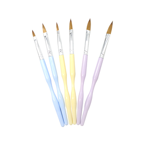 Kit de 6 pinceaux à ongles en acrylique, tailles 2 à 12, poils en nylon, manche en plastique coloré, pour poudre et sculpture, ensemble de pinceaux à ongles en acrylique pour salon - Product Image 3