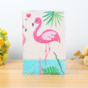 Cuaderno colorido de lentejuelas de flamenco y sirena con monograma de sublimación en ambos lados, Material de cubierta de papel de plástico de tapa dura - Product Image 6