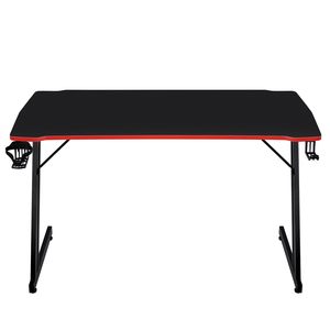 Bureau de jeu PC 120 cm Z-RED avec finition rouge - Largeur <span class=keywords><strong>1m20</strong></span>, table d'ordinateur style carbone avec porte-gobelet et support pour casque - Product Image 4
