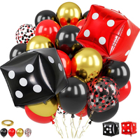 Würfel-Folienballon-Girlanden-Set Schwarz Rot Gold Konfetti-Ballons Casino Las Vegas Poker Spielnacht Geburtstagsparty Dekorations-Set