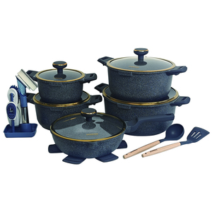 Juego de Utensilios de Cocina de Lujo de 21 Piezas Antiadherentes de Aluminio con Tapas de Vidrio para Suministro al por Mayor de Fábrica - Product Image 1