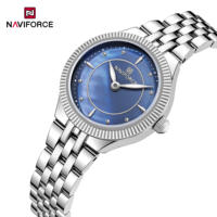 Montre à quartz NAVIFORCE personnalisée pour femme, bracelet en acier inoxydable massif plaqué or, montre-bracelet lumineuse pour cadeau, Reloj