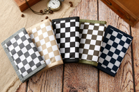 Dompet Lipat Tiga Kanvas Kotak-kotak Hitam Putih untuk Remaja Laki-laki Perempuan Dompet Kain Kasual Dompet Koin dengan Banyak Slot Kartu