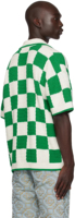 Nouveau matériel de nacre vêtements brodé Logo Patch crocheté coton chemise blanc vert motif à carreaux chemise pour hommes