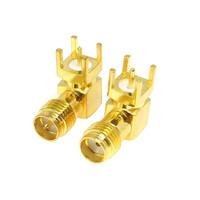 Conector de Antena RF SMA-KWE con Base Curva, Rosca Externa y Orificio Interno, Conector de Antena RF