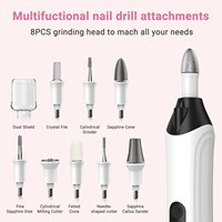 Kit de perceuse à ongles électrique portable USB, ensemble de manucure et pédicure, lime électrique pour ongles en acrylique et gel, outils de polissage et de façonnage, brosse à ongles acrylique