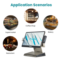 Sistema POS de Doble Pantalla de 15.6 Pulgadas para Pedidos de Comida en Restaurantes, Caja Registradora, Equipo Financiero para Cajeros