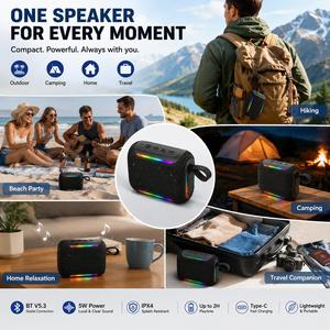ลำโพงมินิพกพา กันน้ำ BT 5W RGB 1200mah ลำโพง OEM ODM โรงงานรับผลิตตามสั่ง โลโก้สั่งทำได้ ระบบเสียงไร้สาย สำหรับกิจกรรมกลางแจ้ง ท่องเที่ยว ปาร์ตี้ - Product Image 2
