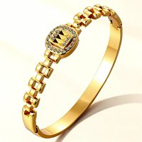 Bracelet en acier inoxydable 316L anti-ternissement, plaqué or 18K, avec pierres en cristal, pour femmes, à porter au quotidien
