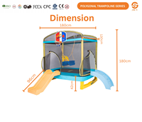 Trampoline pour enfants de 6,5 pieds en polypropylène et PVC sécurisé avec toboggan pour une utilisation en intérieur/extérieur