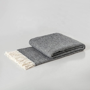 Sang trọng siêu mềm ấm áp Len Acrylic pha trộn kẻ sọc ném với tua kết thúc - Product Image 3