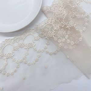 Chiều Rộng 13 Cm Polyester Cotton Thêu Màu Be Lưới Tulle Ren Trim Vải Cho Hàng May Mặc Bridal Ăn Mặc Đồ Lót - Product Image 4