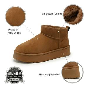Bottes de neige personnalisables pour femmes, confortables, chaudes, doublées de fourrure, à plateforme, à jambe droite, chaussures d'hiver, prix d'usine en gros - Product Image 3