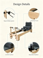 Reformer Pilates en chêne pliable et réglable, direct usine, équipement de fitness professionnel pour studio, vente en gros OEM